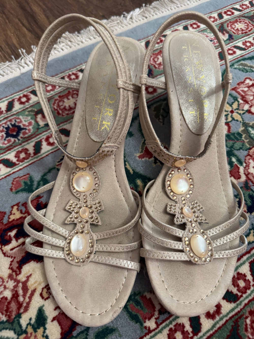 New York Transit embellished Wedge Sandals size 8.5